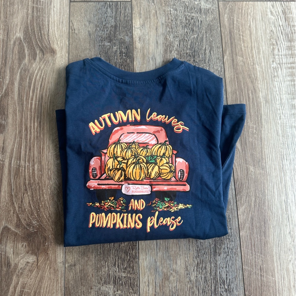 Ruffle Butts Blue Long Sleeve Tee Soft Knit Crew Neck